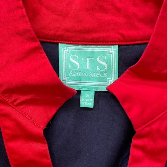 Sail to Sable Navy & Red Poplin Color-block Dress with side zipper, size S - Picture 2 of 2